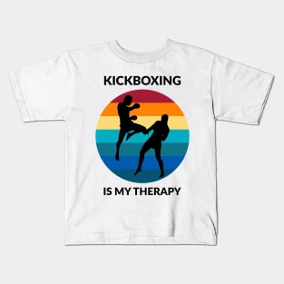 Kickboxing Is My Therapy Retro Vintage Sparring Kids T-Shirt